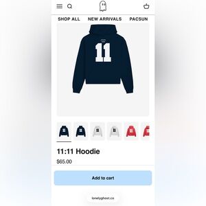 Lonely Ghost 11:11 Hoodie Navy Blue